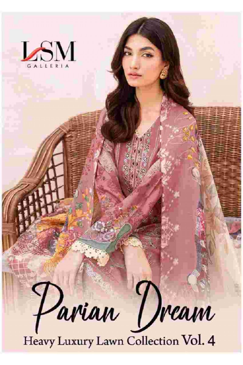 LSM Parian Dream Vol-4 Straight Pure Heavy Lawn Cotton Dress Material