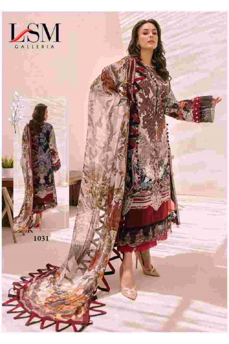 LSM Parian Dream Vol-4 Straight Pure Heavy Lawn Cotton Dress Material