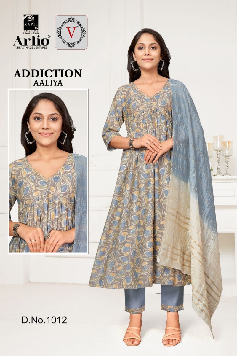 Artio Addiction Aaliya-1012 Readymade Work Kurtis And Pants And Dupatta