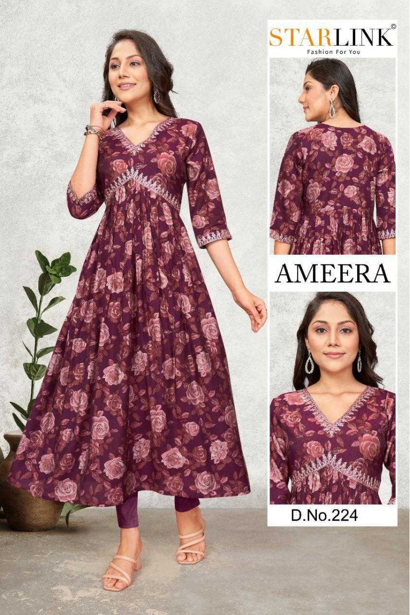 Starlink Ameera-224 Size Set Anarkali Kurtis Catalogue Set Apparels