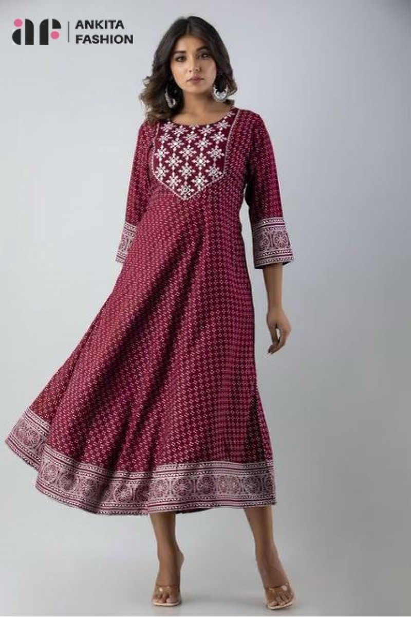 Ankita Fashion-001 Foil Printed Ethnic Wear Size Kurtis Set Garment