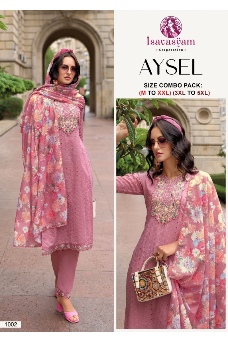 Isavasyam Aysel-1002 Straight Cut Cotton Kurti Bottom With Dupatta Collection
