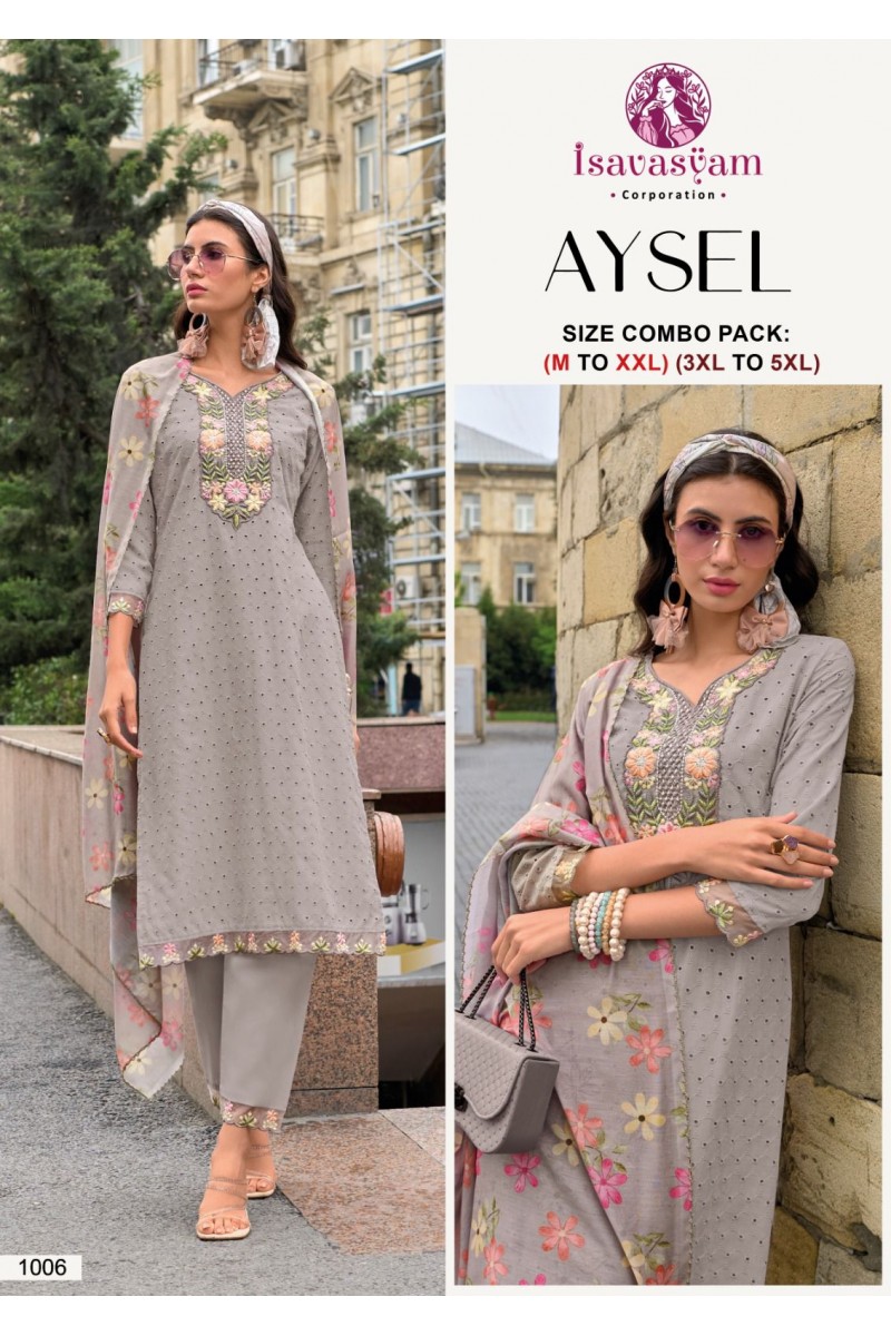 Isavasyam Aysel-1006 Straight Cut Cotton Kurti Bottom With Dupatta Collection
