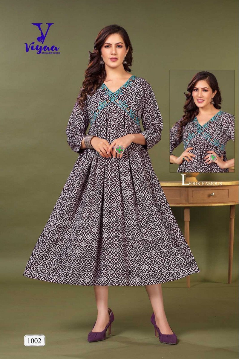 Viyaa Designer Bul-Bul Heavy Rayon Block Print Frock Style Kurti