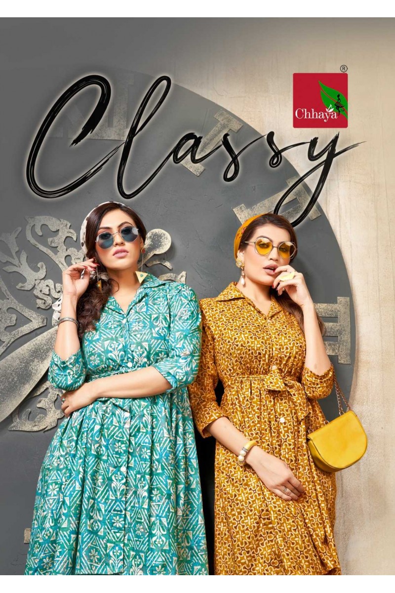 Chhaya Classy Printed Western Look Rayon Kurti Catalogue Set
