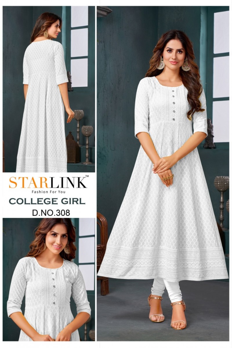 Starlink College Girl-308 Anarkali Style Size Set Wholesale Kurtis Catalog