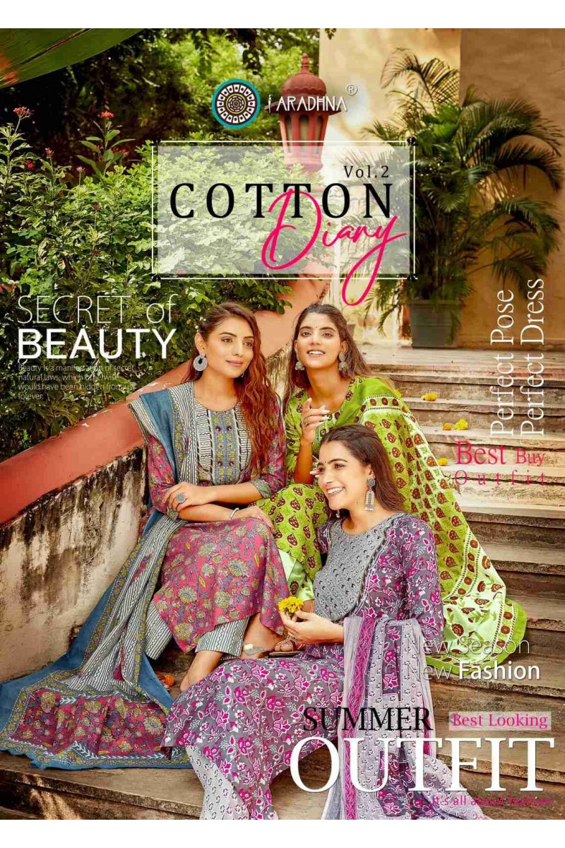 Aradhna Cotton Diary Vol-2 Kurti With Bottom Dupatta Collection