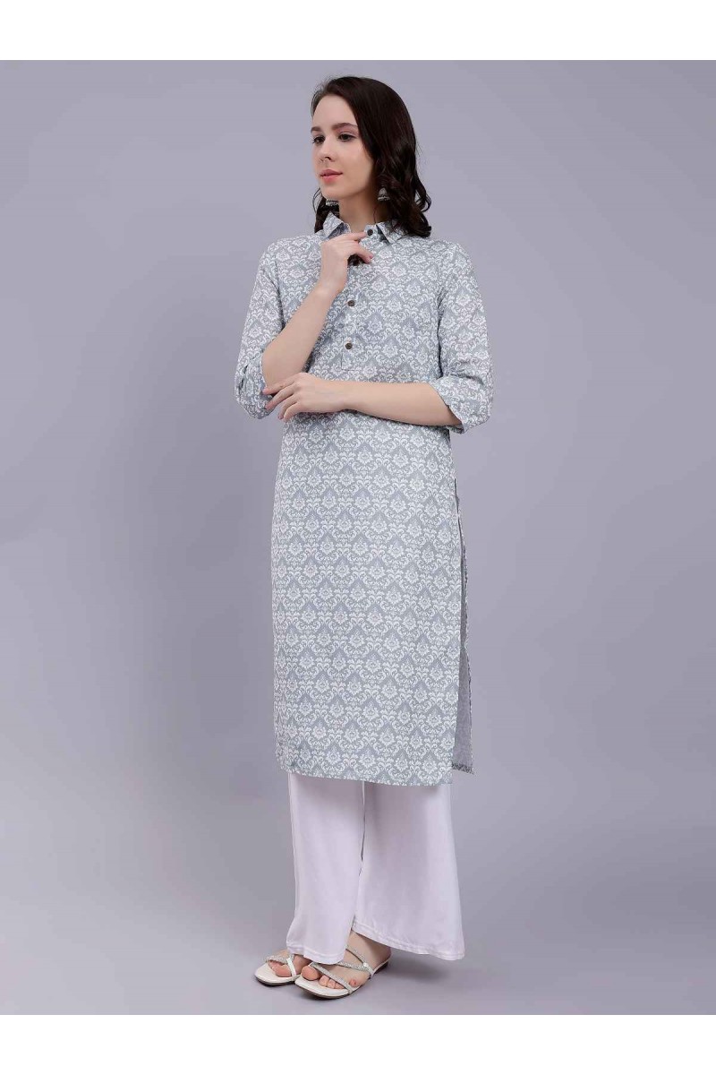 D.No-0049-2 Formal Wear Straight Cut Cotton Printed Combo Kurtis