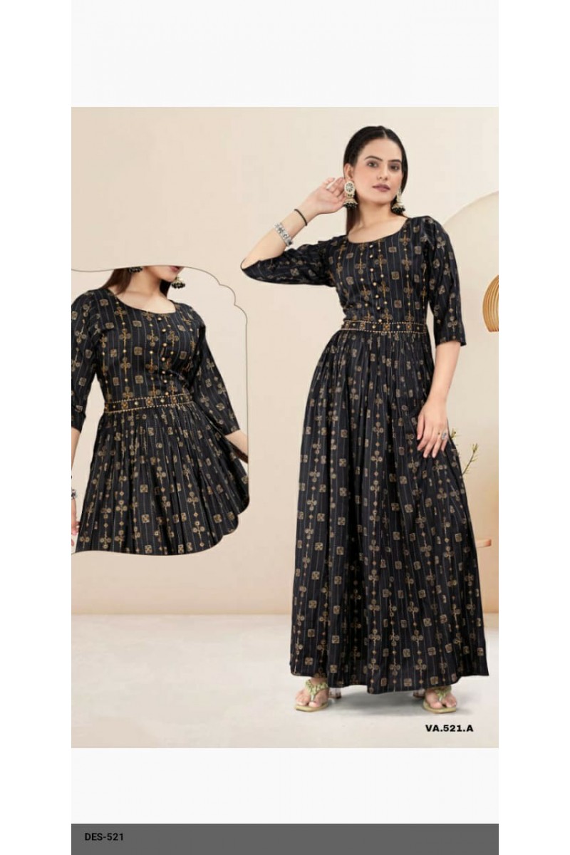 D.No-521-A Designer Party Wear Anarkali Rayon Gown Wholesaler