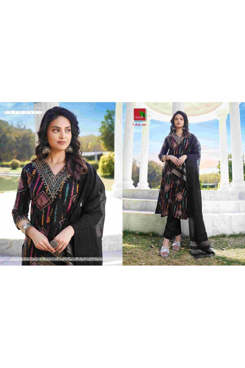 Chhaya Falak Embroidery Work And Bottom Dupatta Kurtis Catalogue Set