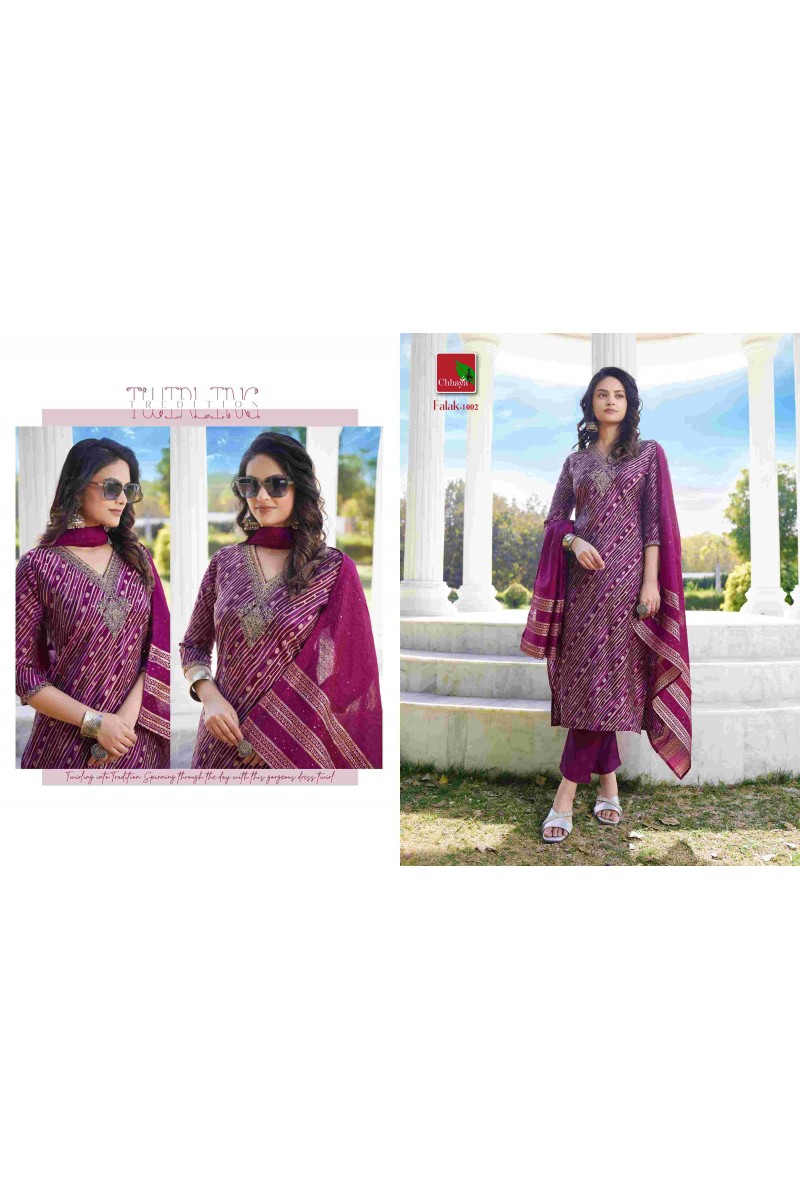 Chhaya Falak Embroidery Work And Bottom Dupatta Kurtis Catalogue Set