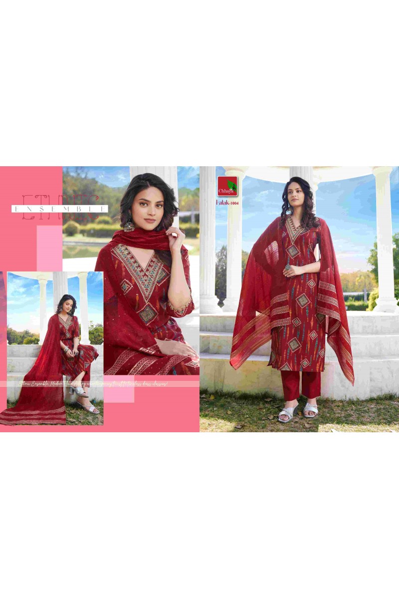 Chhaya Falak Embroidery Work And Bottom Dupatta Kurtis Catalogue Set