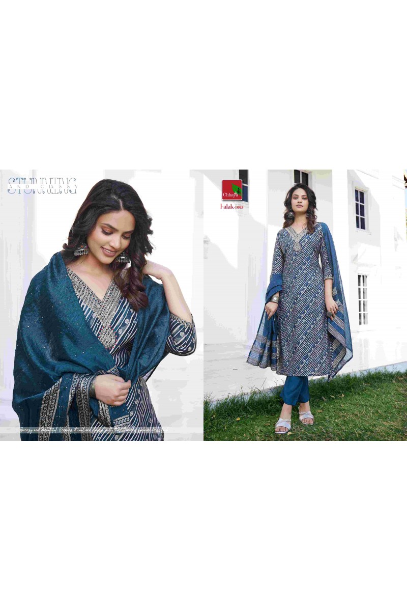 Chhaya Falak Embroidery Work And Bottom Dupatta Kurtis Catalogue Set
