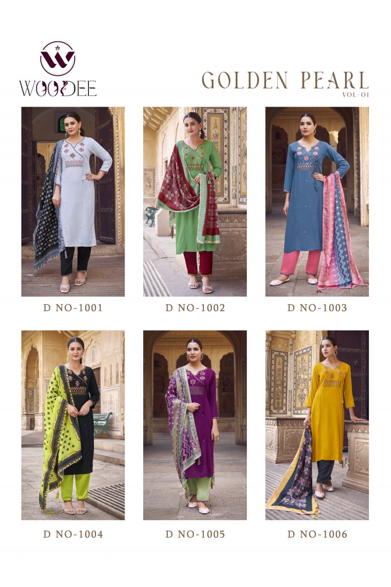 Woodee Golden Peral Vol-1 Designer Rayon Straight Cut Kurtis Manufacturer