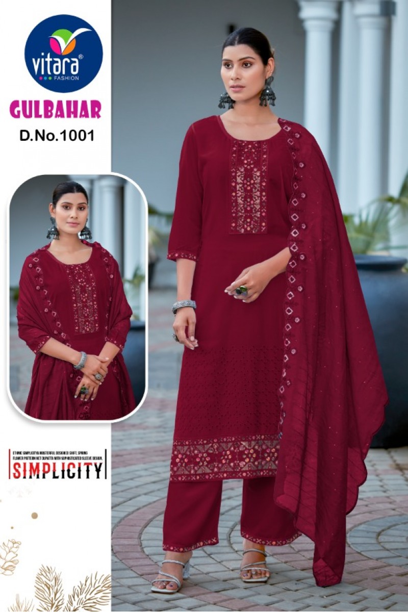 Vitara Fashion Gulbahar-1001 Rayon Readymade Palazzo Style Kurtis Apparels