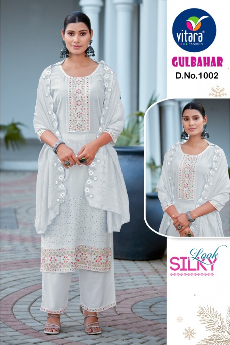 Vitara Fashion Gulbahar-1002 Rayon Readymade Palazzo Style Kurtis Apparels