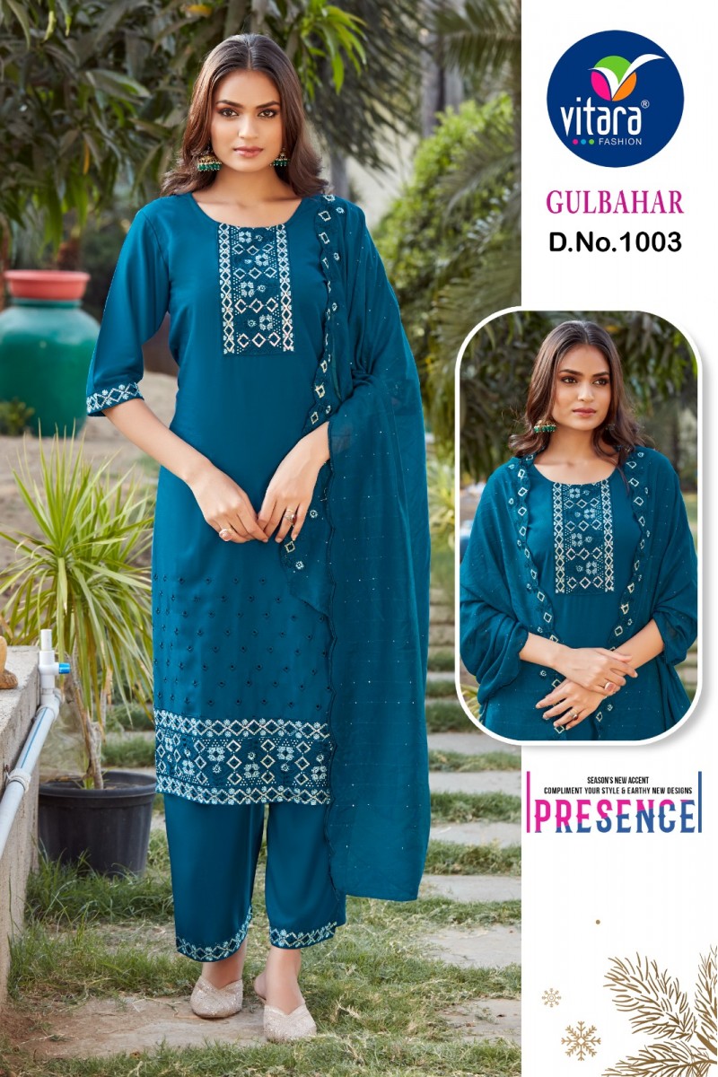 Vitara Fashion Gulbahar-1003 Rayon Readymade Palazzo Style Kurtis Apparels