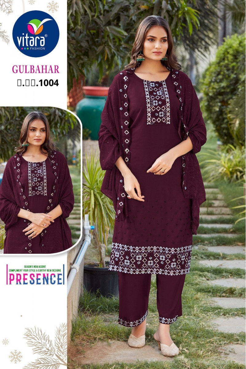 Vitara Fashion Gulbahar-1004 Rayon Readymade Palazzo Style Kurtis Apparels