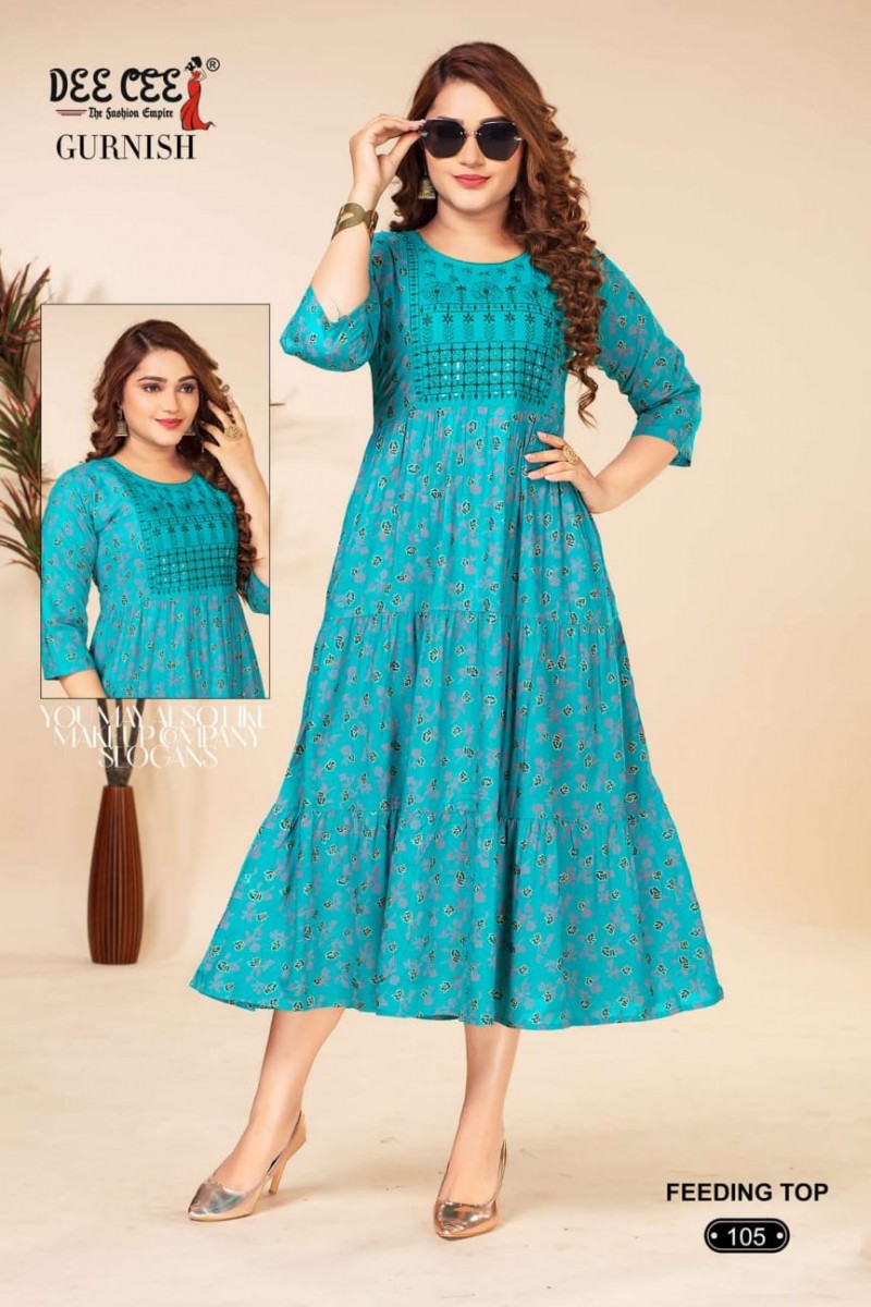 Dee Cee Gurnish Floral Printed With Sequence Embroidery Kurtis