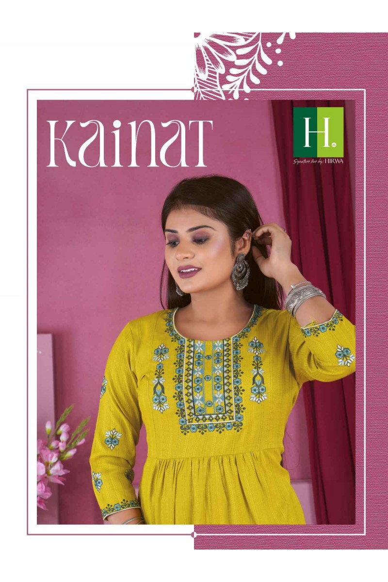 Hirwa Kainat Designer Naira Cut Festive Wear Kurti Catalogue Set