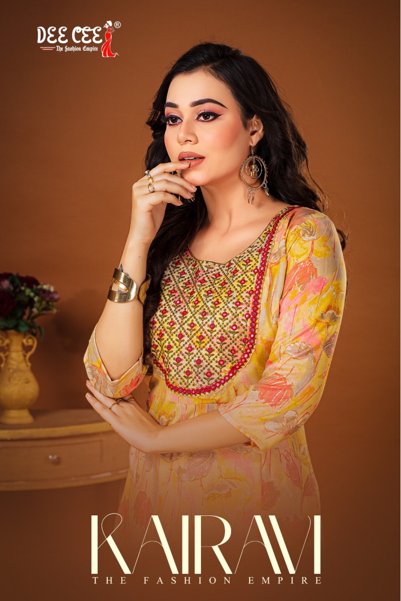 Dee Cee Kairavi Rayon With Fancy Anarkali Style Readymade Kurtis Collection