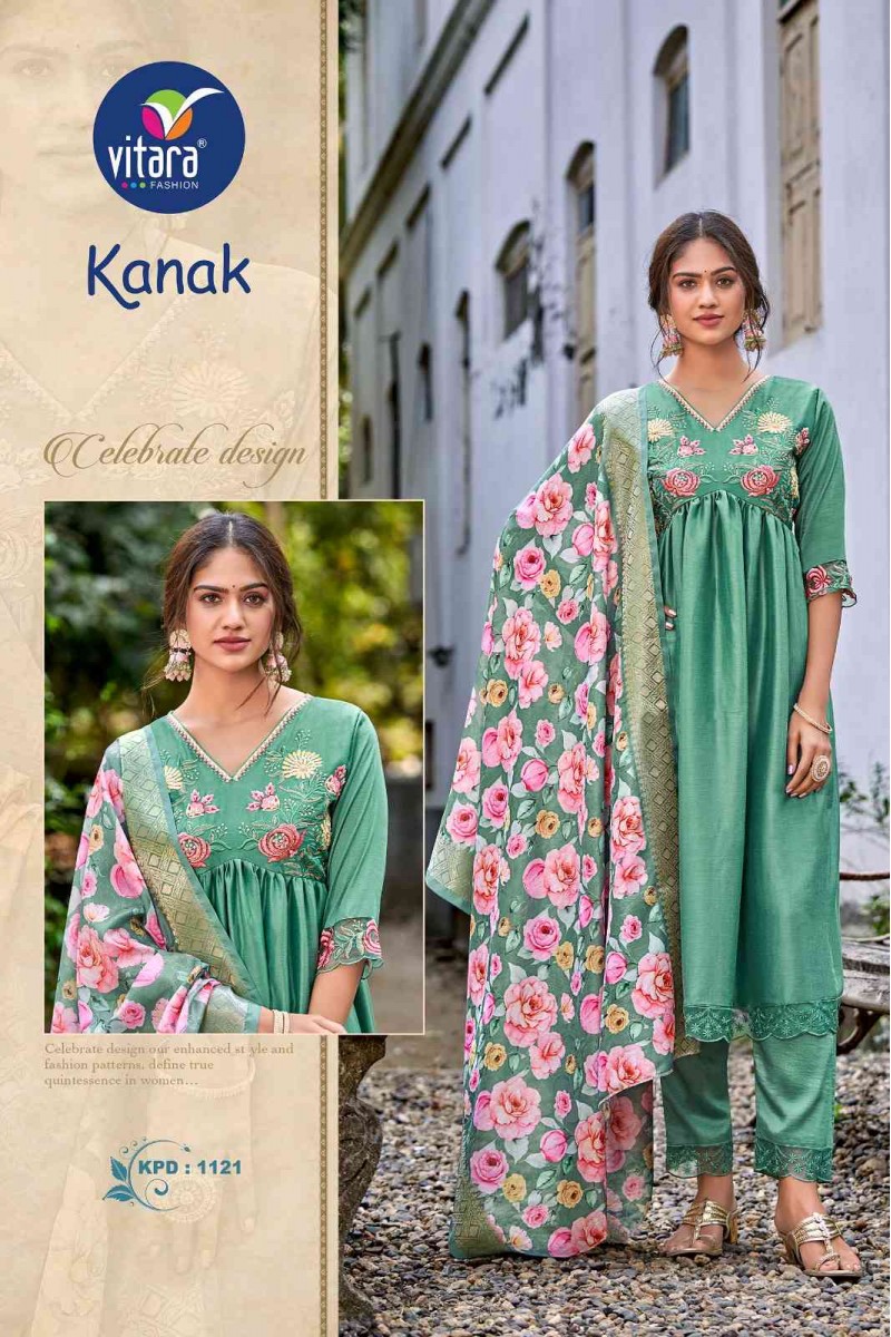 Vitara Fashion Kanak-1121 Wormen's Wear Silk Combo Set Kurti Designs