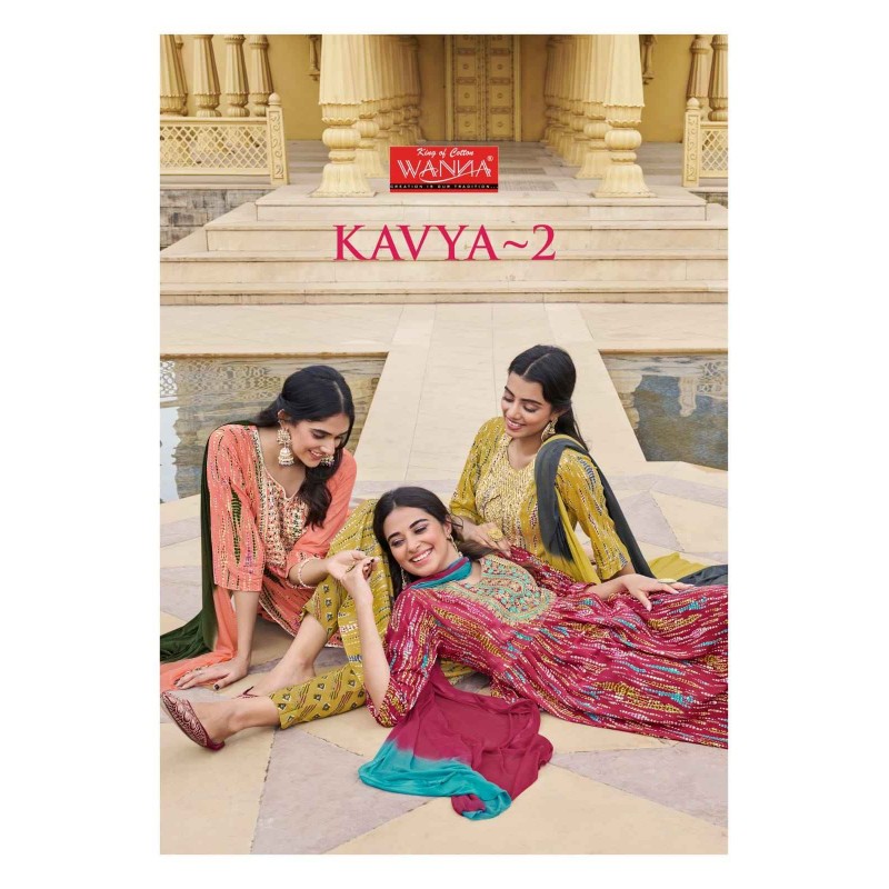 Wanna Kavya Vol-2 Fancy Rayon Printed Kurti With Bottom Set Collection