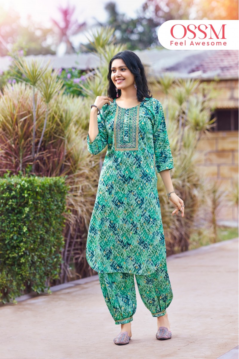 Ossm Maahi Vol-3 Designer Rayon Printed Kurti With Bottom Wholesaler