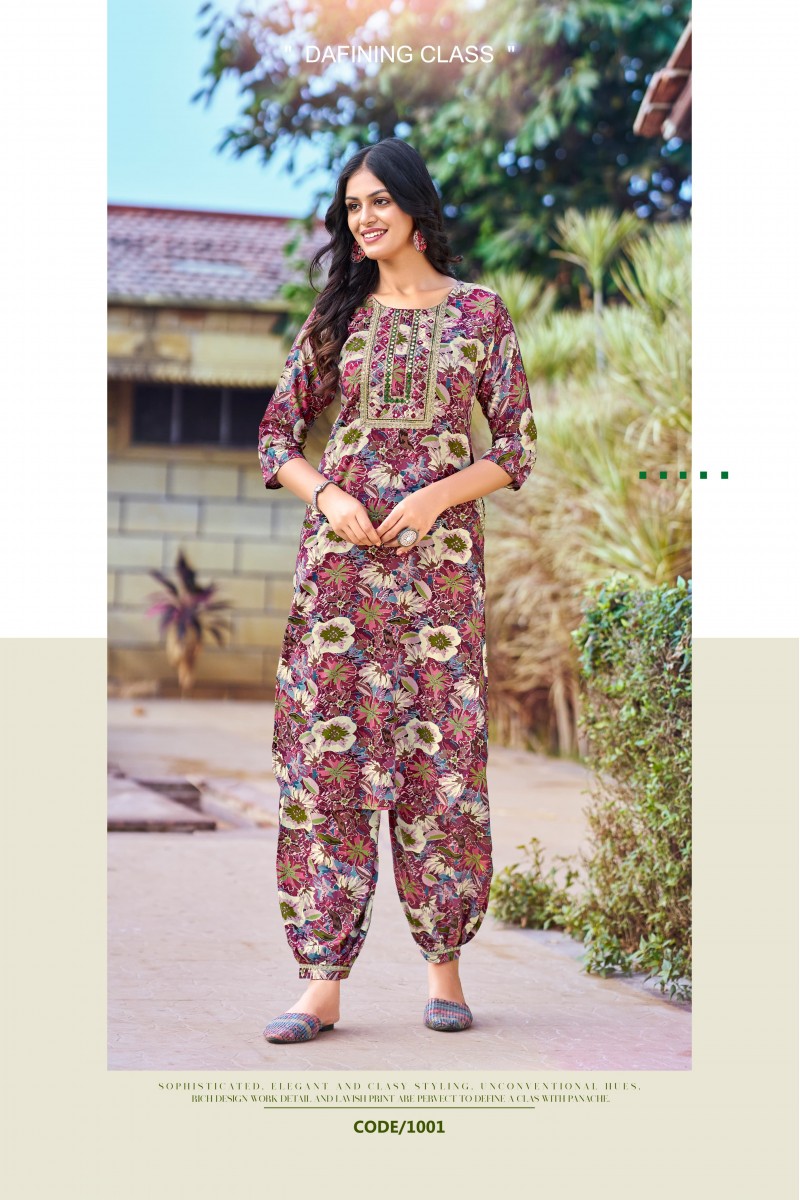 Ossm Maahi Vol-3 Designer Rayon Printed Kurti With Bottom Wholesaler