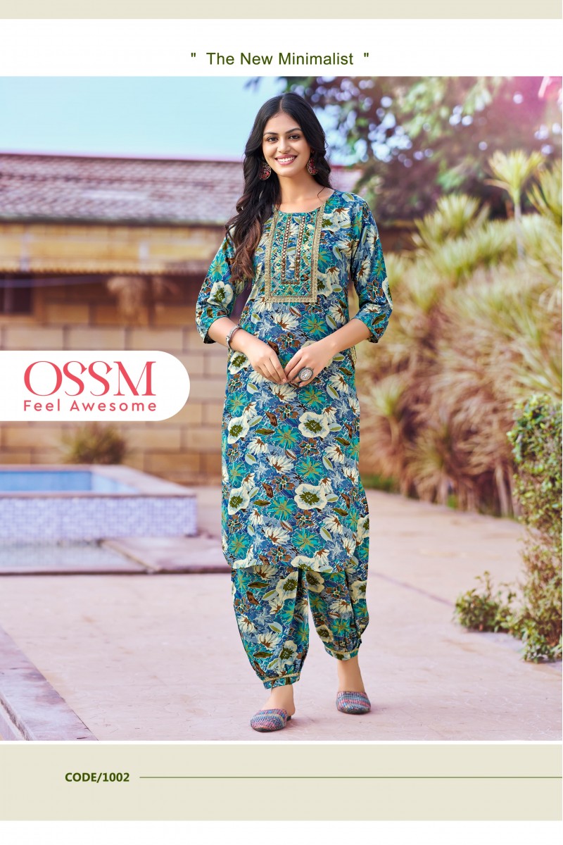 Ossm Maahi Vol-3 Designer Rayon Printed Kurti With Bottom Wholesaler