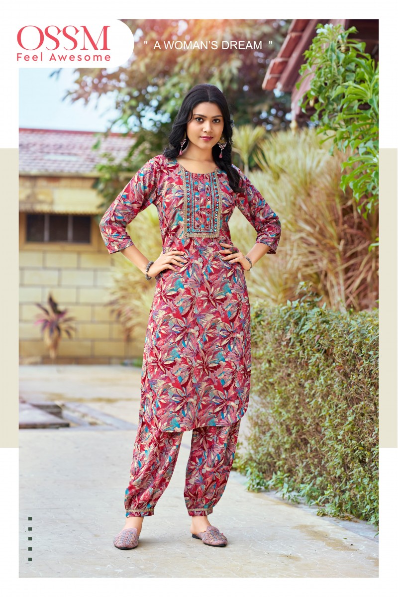 Ossm Maahi Vol-3 Designer Rayon Printed Kurti With Bottom Wholesaler