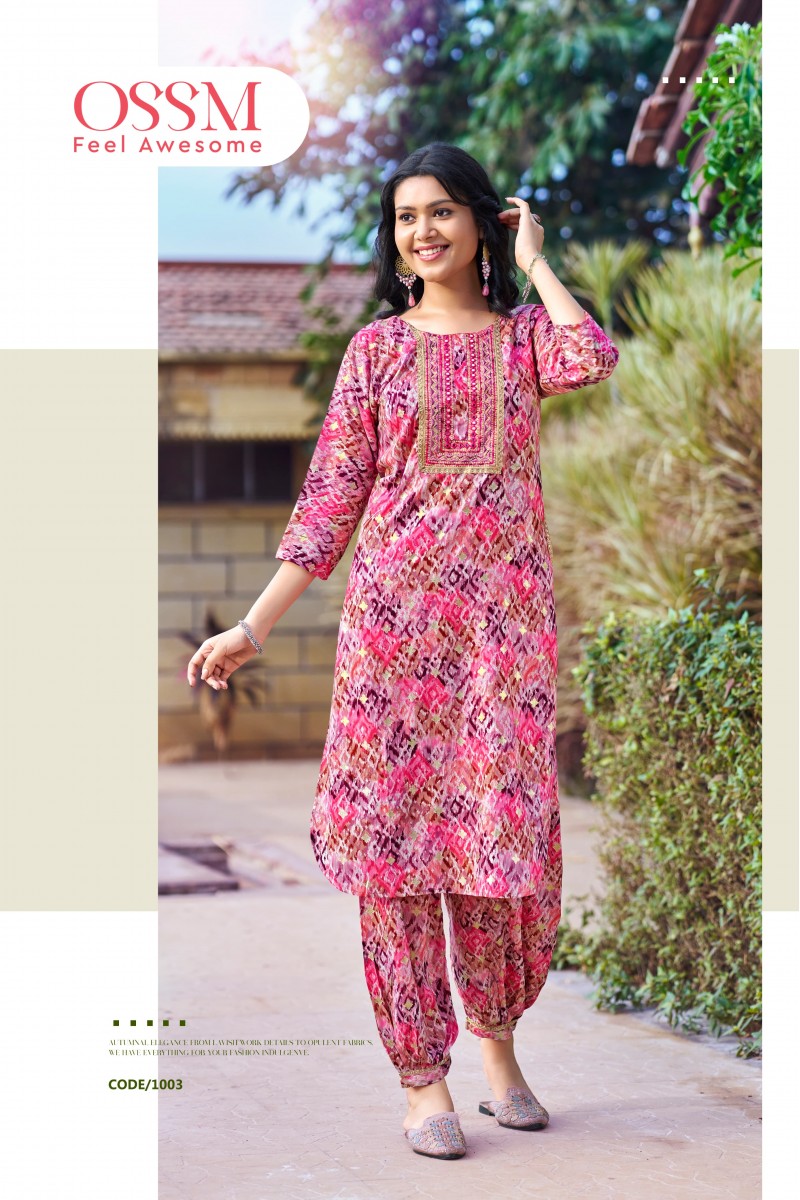 Ossm Maahi Vol-3 Designer Rayon Printed Kurti With Bottom Wholesaler