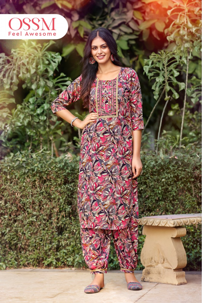 Ossm Maahi Vol-3 Designer Rayon Printed Kurti With Bottom Wholesaler