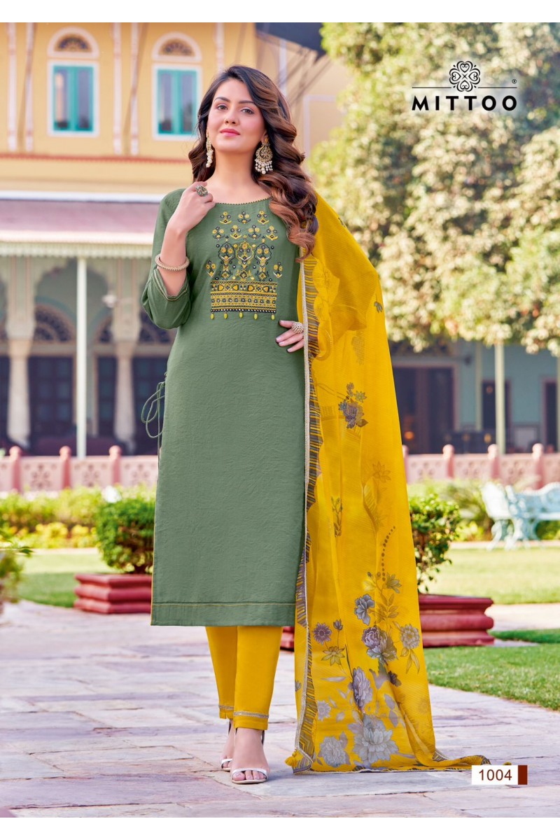 Mittoo Madhubala Viscose Weaving Kurti Pant With Dupatta Collection