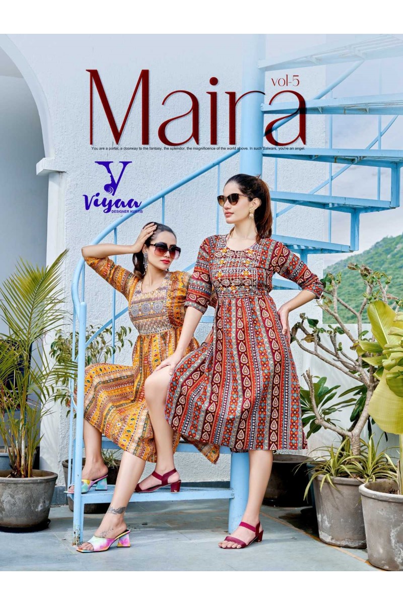 Viyaa Designer Maira Vol-5 New Designs Naira Style Kurti Catalog Dealers