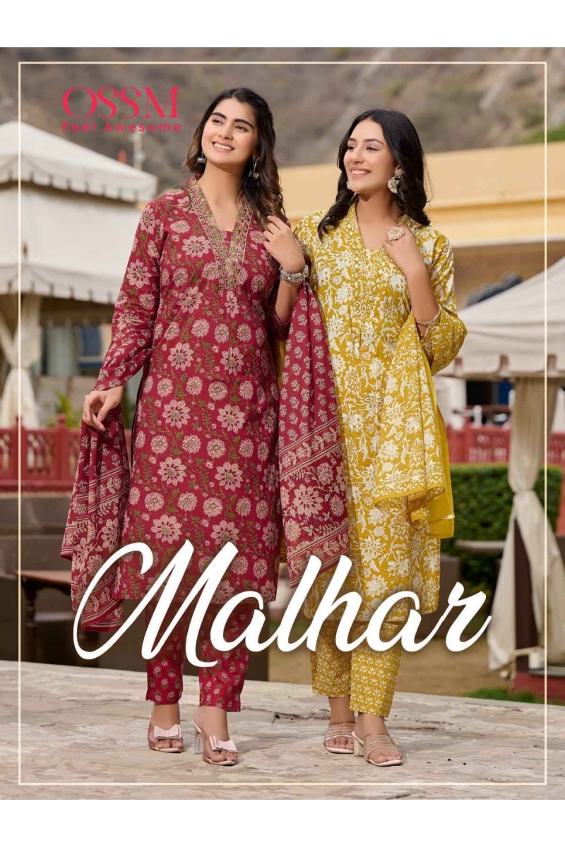 Ossm Malhar Festive Wear Readymade Cotton Printed Kurtis Collection 