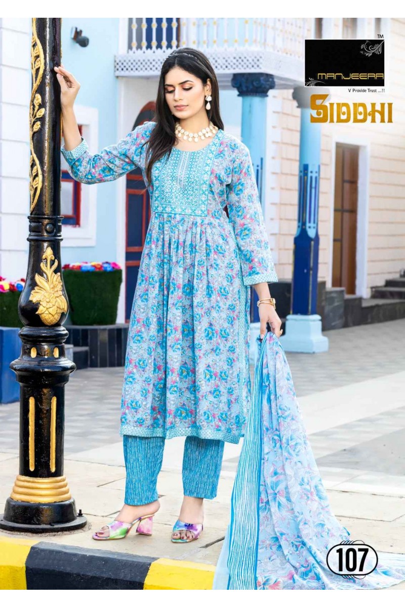 Manjeera Siddhi Wholesale Nayra Cut Kurtis With Pant And Dupatta