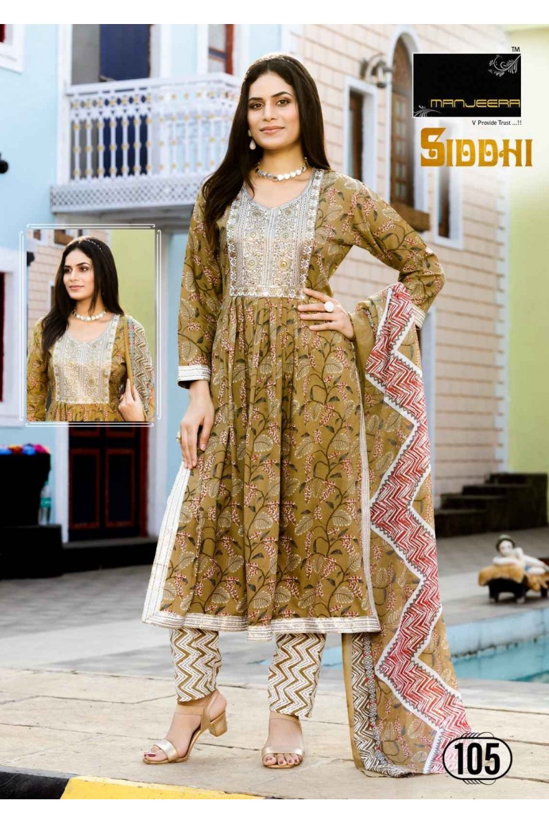 Manjeera Siddhi Wholesale Nayra Cut Kurtis With Pant And Dupatta