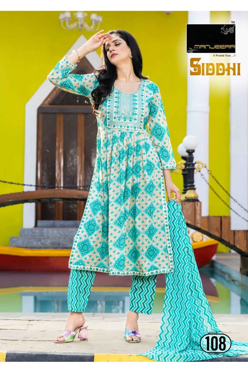 Manjeera Siddhi Wholesale Nayra Cut Kurtis With Pant And Dupatta