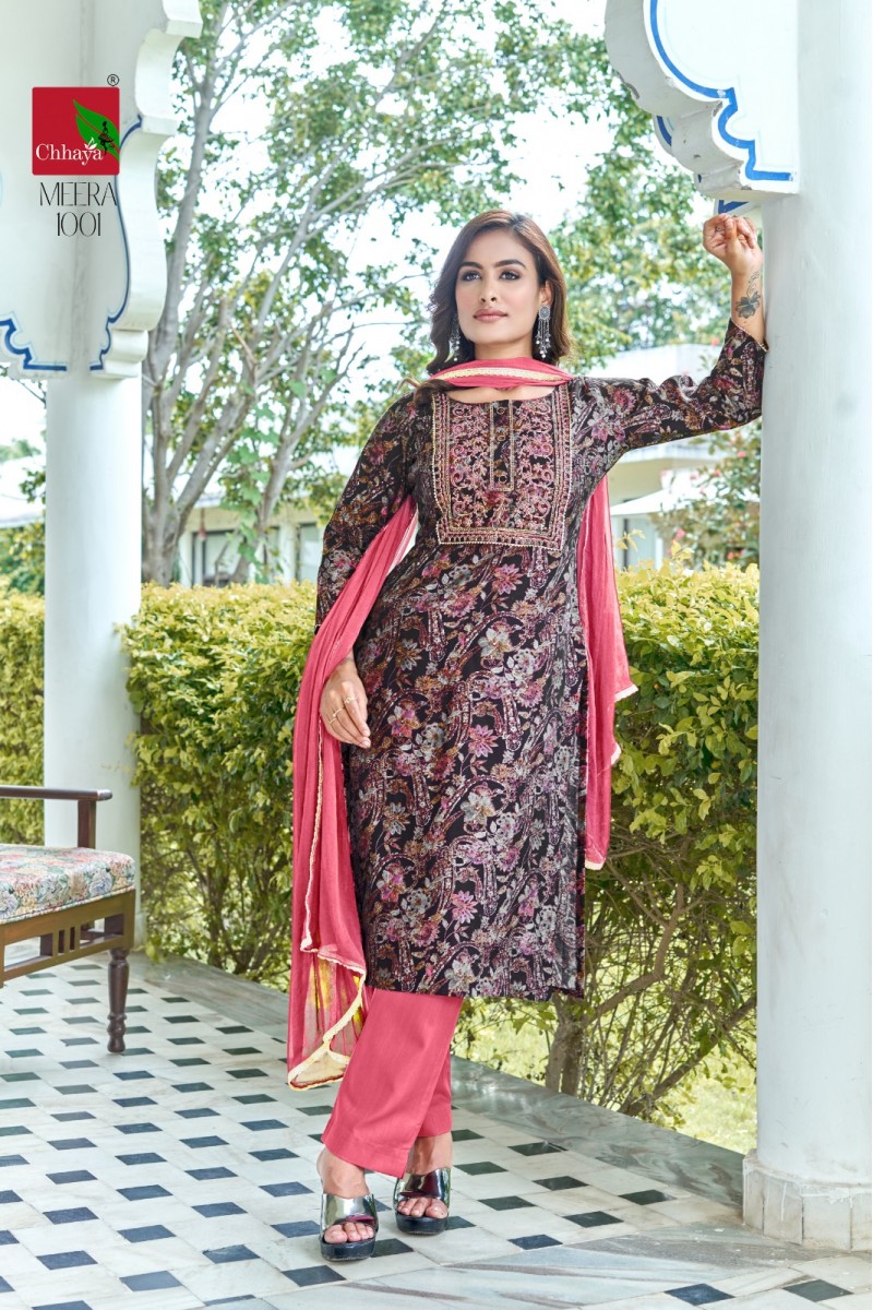 Chhaya Meera Modal Printed Designer Embroidery Work Kurtis Apparels