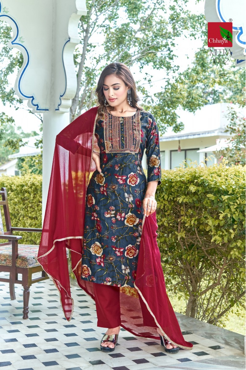Chhaya Meera Modal Printed Designer Embroidery Work Kurtis Apparels