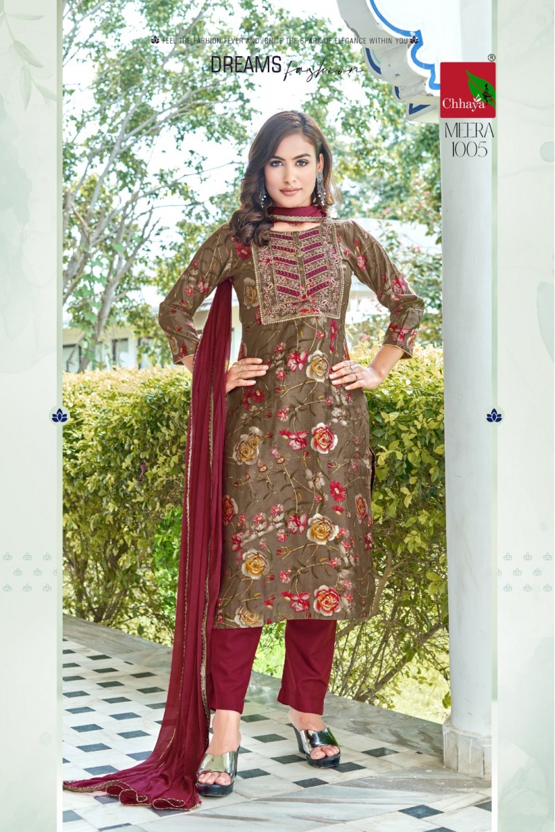 Chhaya Meera Modal Printed Designer Embroidery Work Kurtis Apparels
