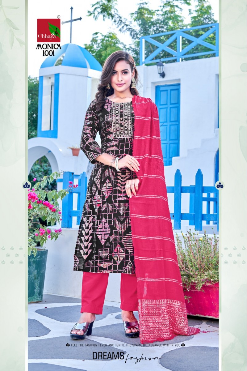 Chhaya Monica Rayon Embroidery Work Women's Wear Kurtis Manufacturer