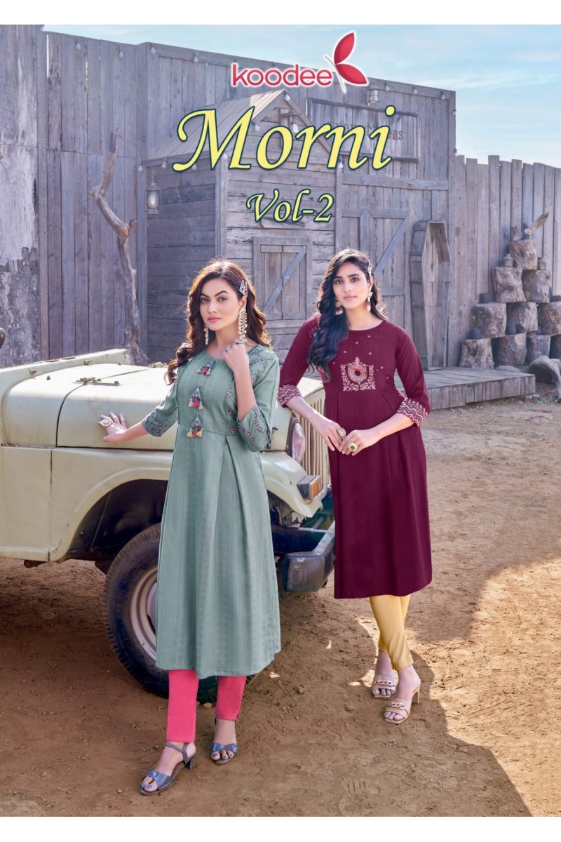 Koodee Morni Vol-2 Stylish Rayon Women's New Designs Kurti Catalogues