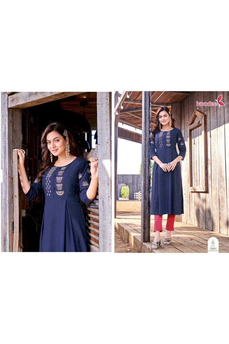 Koodee Morni Vol-2 Stylish Rayon Women's New Designs Kurti Catalogues