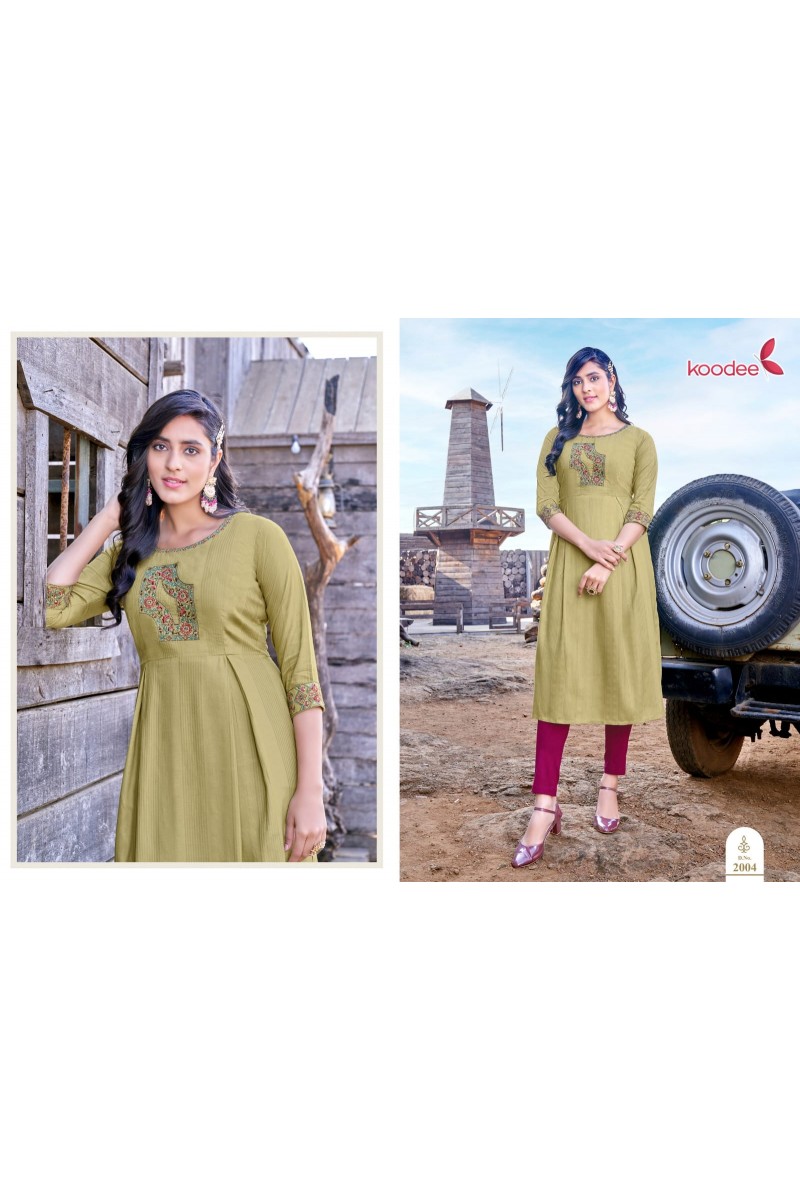 Koodee Morni Vol-2 Stylish Rayon Women's New Designs Kurti Catalogues