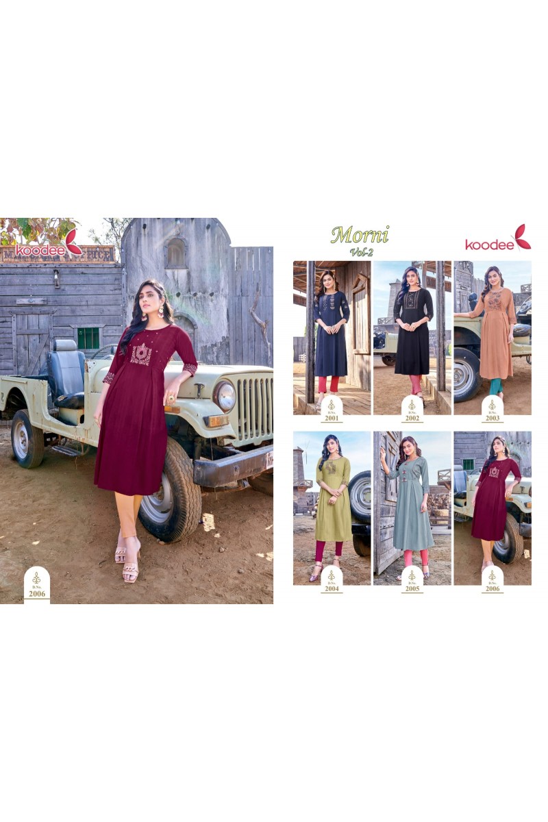 Koodee Morni Vol-2 Stylish Rayon Women's New Designs Kurti Catalogues
