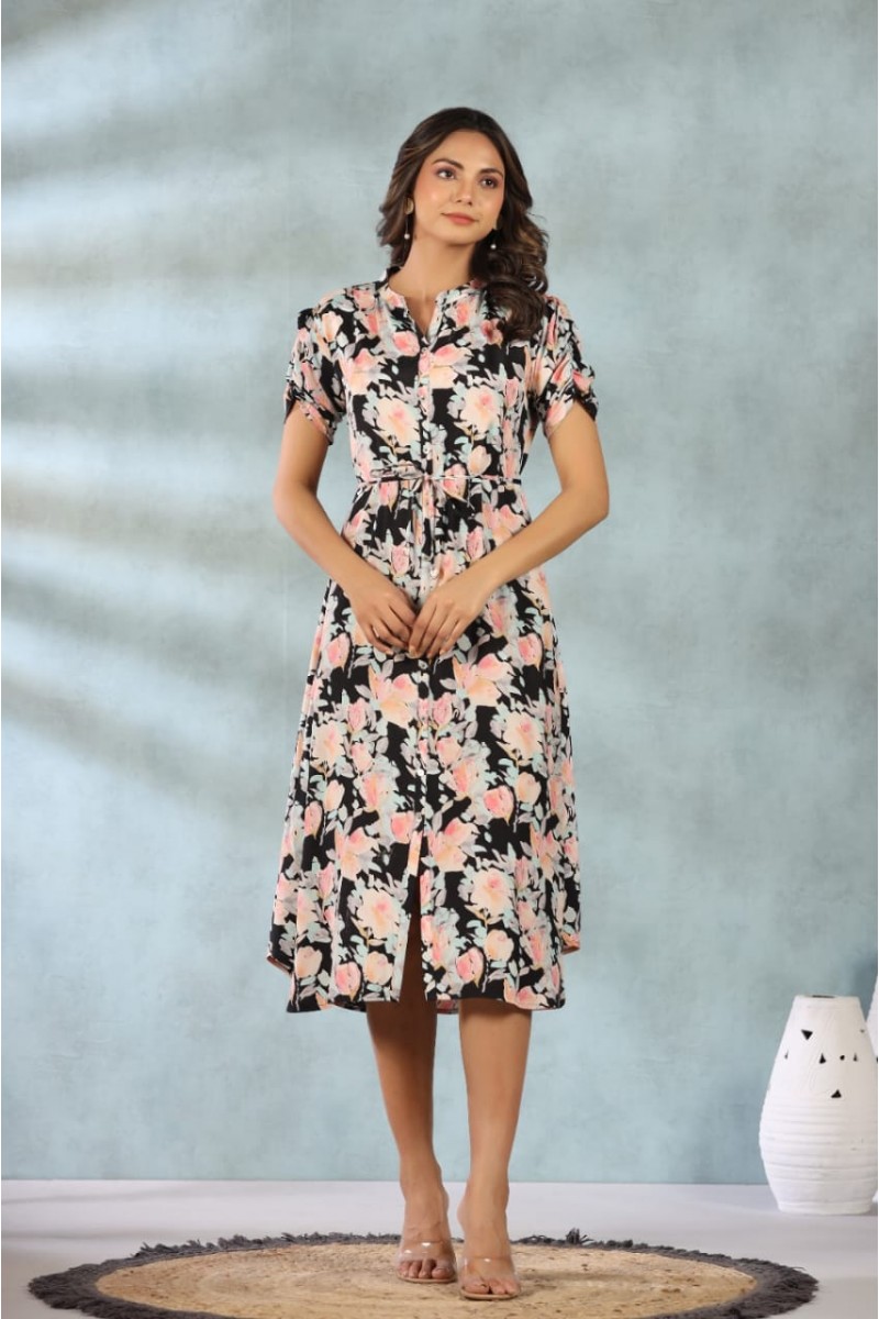 R-1001 Wholesale Designer Flared Russian Silk Kurti Catalogue Set