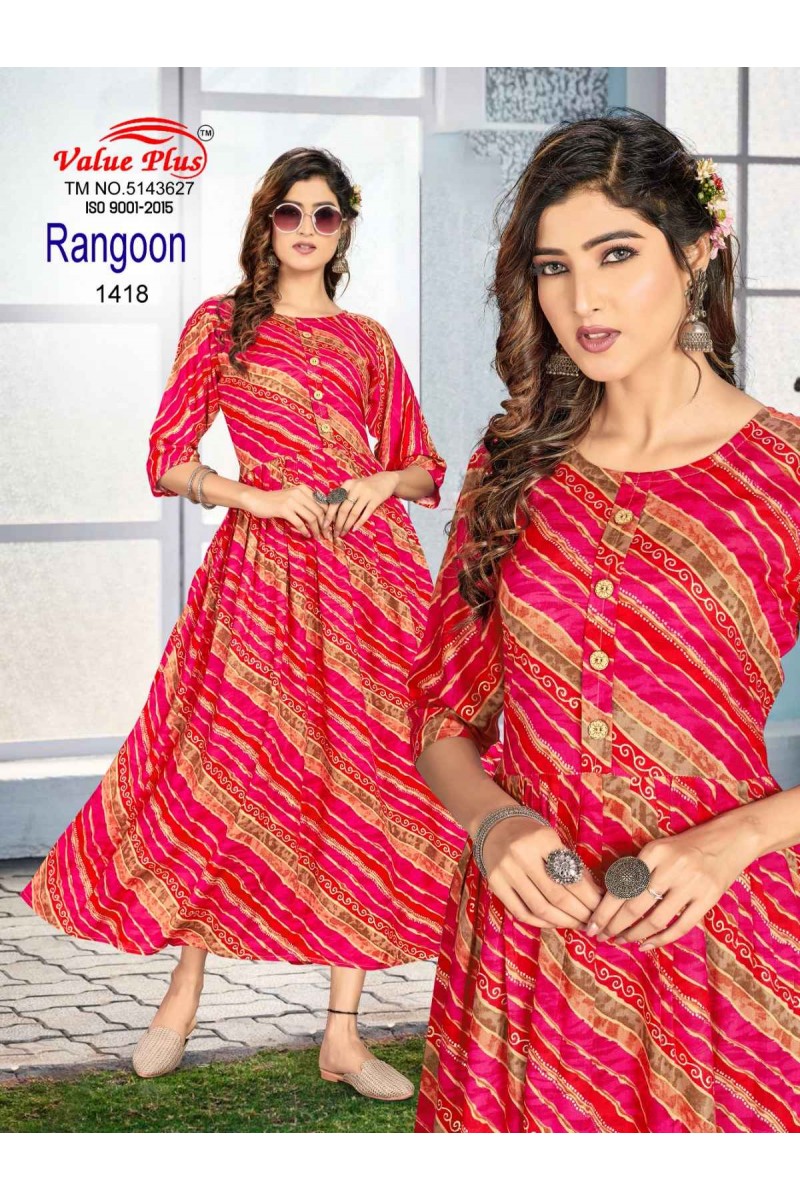 Value Plus Rangoon-10 Anarkali Size Set Wholesale Kurti Catalogue Set