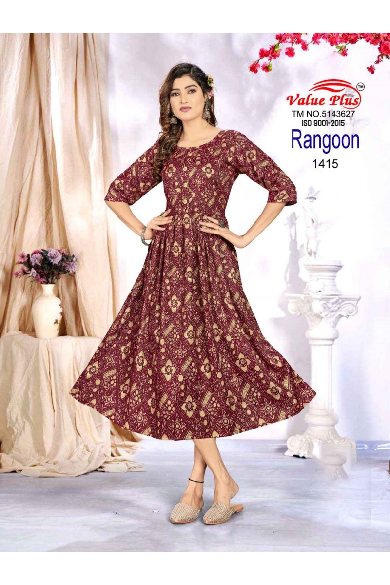 Value Plus Rangoon-9 Anarkali Size Set Wholesale Kurti Catalogue Set